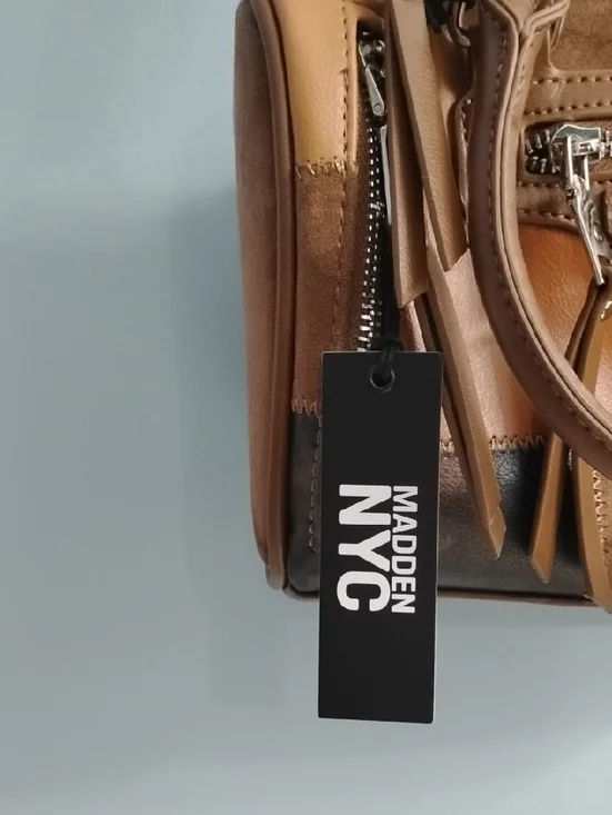 NWT Steve Madden Patchwork Leather Messenger Bag in Brown - Picture 2 of 6